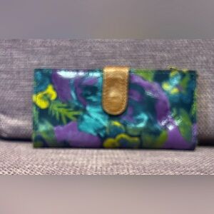 Patricia Nash Nazari Floral Wallet with Gold Accent. Leather.